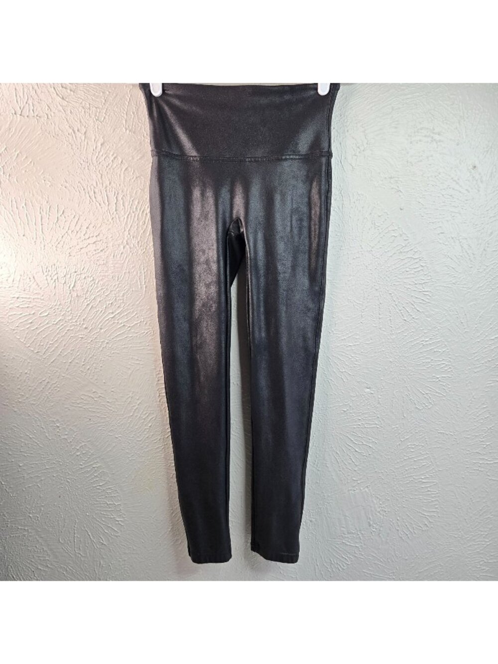Spanx Faux Leather Leggings M Black High Waisted Slim Liquid Moto Streetwear Emo
